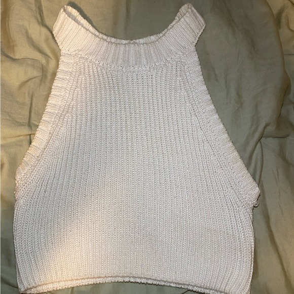 SHOW ME YOUR MUMU COLBY CROP SWEATER TANK TOP IN MARSHMALLOW KNIT MOCK NECK - Picture 7 of 7